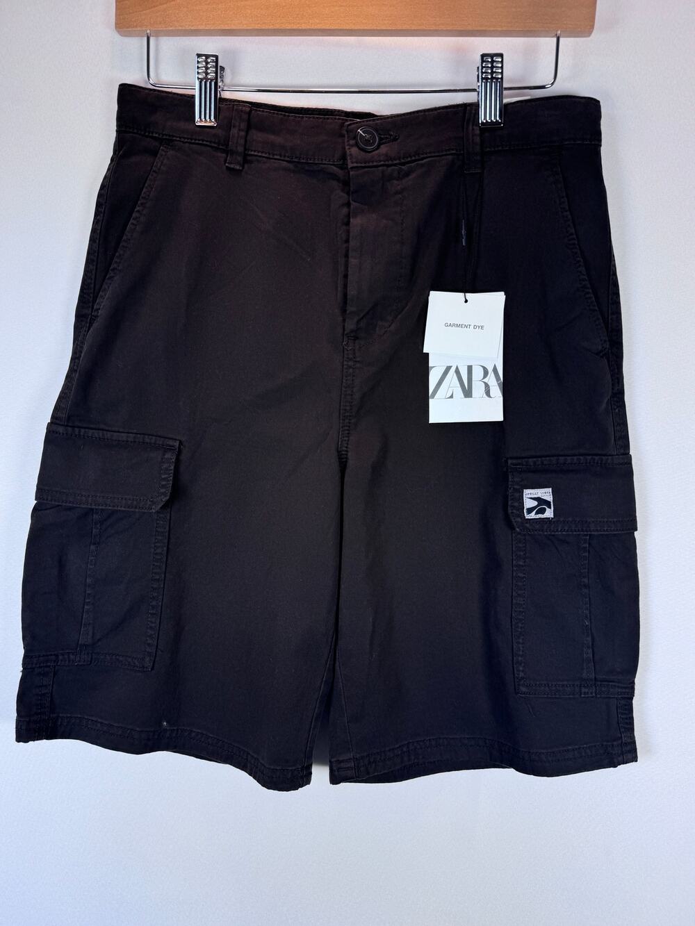 Zara Kids Cargo Shorts 13-14 Years 164 Brown Garment Dye Utility Shorts NWT